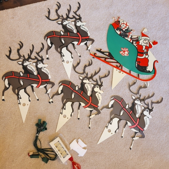 Vintage Holiday Vintage Santa And Reindeer Outdoor Light Up